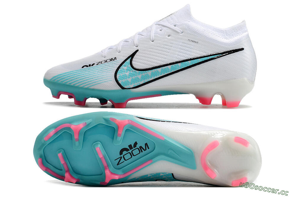 Unisex Nike Air Zoom Mercurial Vapor 15 Elite FG Firm Ground Low-Tops Football Boots - White/Blue/Pink 1