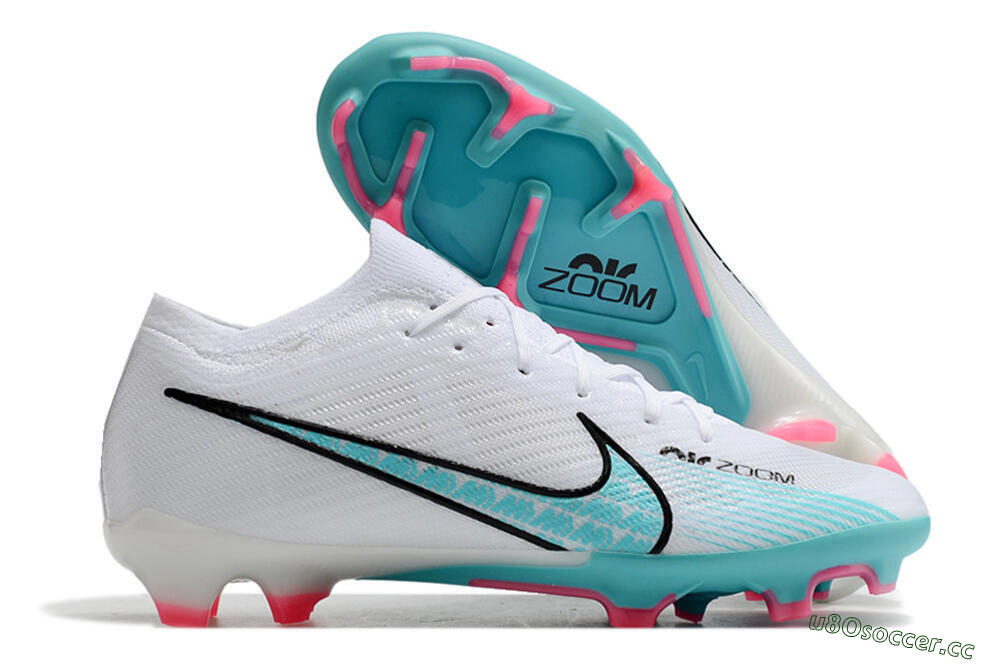 Unisex Nike Air Zoom Mercurial Vapor 15 Elite FG Firm Ground Low-Tops Football Boots - White/Blue/Pink 2