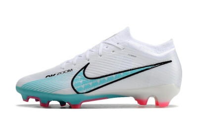 Unisex Nike Air Zoom Mercurial Vapor 15 Elite FG Firm Ground Low-Tops Football Boots - White/Blue/Pink