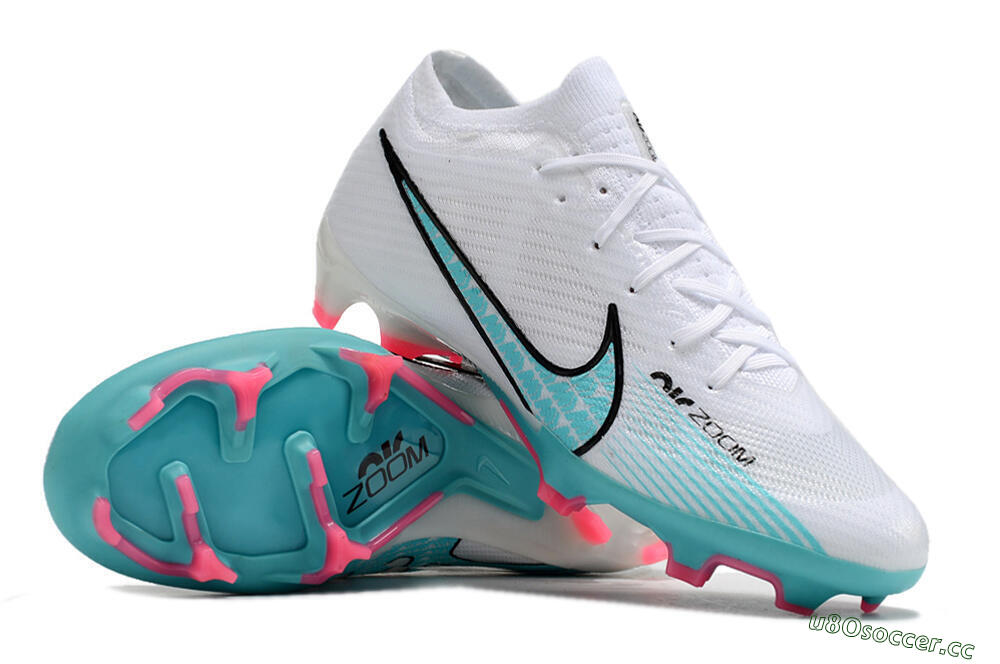 Unisex Nike Air Zoom Mercurial Vapor 15 Elite FG Firm Ground Low-Tops Football Boots - White/Blue/Pink 3