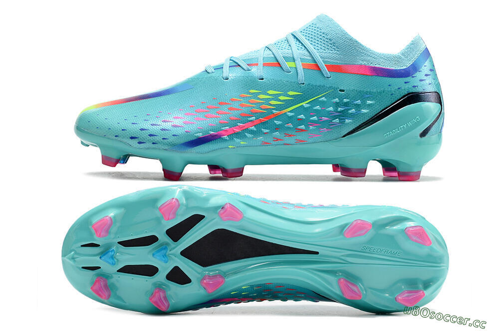 Men's Adidas x Speedportal.1 2022 World Cup Boots FG Firm Ground Low-Tops Football Boots - Blue/Green/Red 1