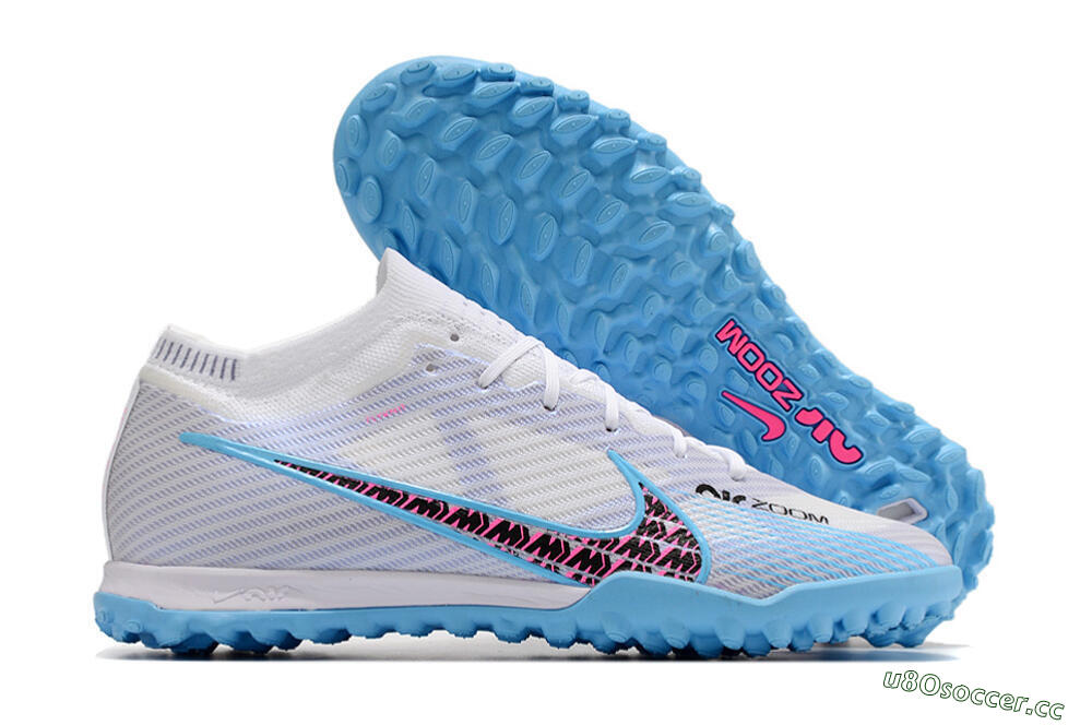 Unisex Nike Mercurial Vapor 15 Elite TF Artificial Turf Low-Tops Football Shoes - White/Blue/Pink 2