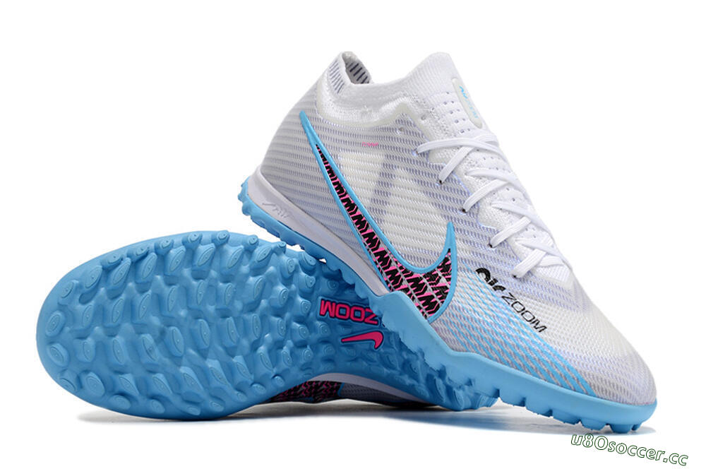 Unisex Nike Mercurial Vapor 15 Elite TF Artificial Turf Low-Tops Football Shoes - White/Blue/Pink 3