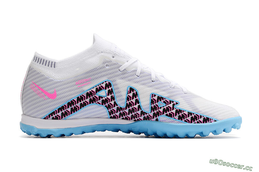 Unisex Nike Mercurial Vapor 15 Elite TF Artificial Turf Low-Tops Football Shoes - White/Blue/Pink 4