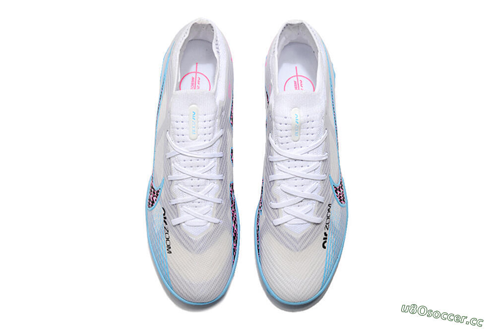 Unisex Nike Mercurial Vapor 15 Elite TF Artificial Turf Low-Tops Football Shoes - White/Blue/Pink 5