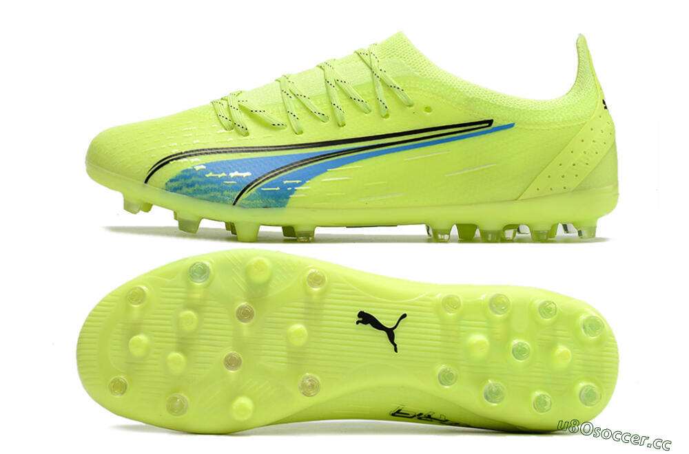 Men's Puma Ultra Ultimate MG Multi Ground Low-Tops Football Boots - Green/Blue/Black 1