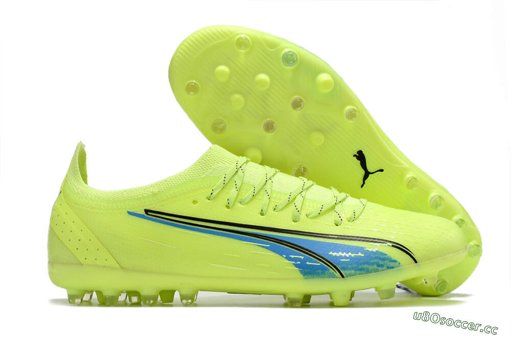 Men's Puma Ultra Ultimate MG Multi Ground Low-Tops Football Boots - Green/Blue/Black 2