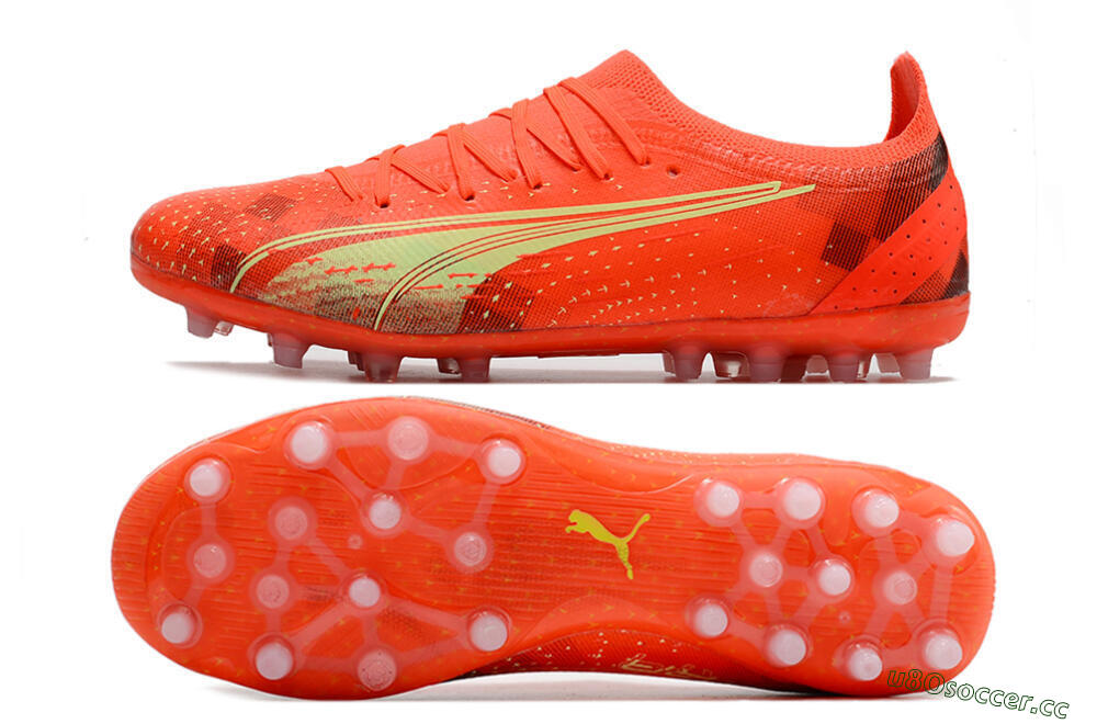 Men's Puma Ultra Ultimate MG Multi Ground Low-Tops Football Boots - Red/Yellow 1