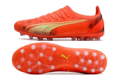 Men's Puma Ultra Ultimate MG Multi Ground Low-Tops Football Boots - Red/Yellow