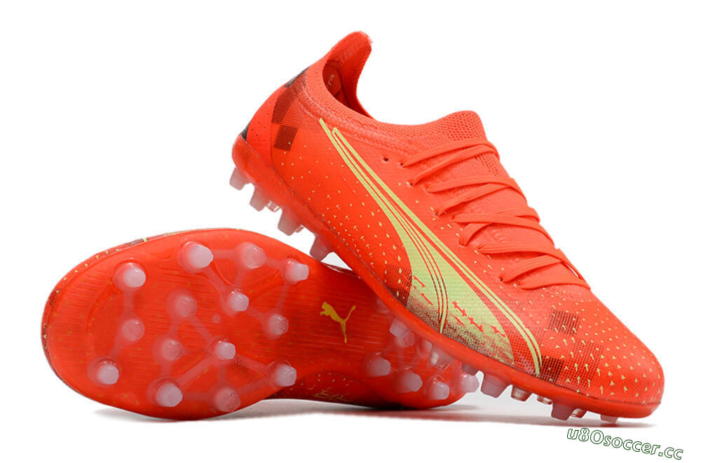 Men's Puma Ultra Ultimate MG Multi Ground Low-Tops Football Boots - Red/Yellow 3