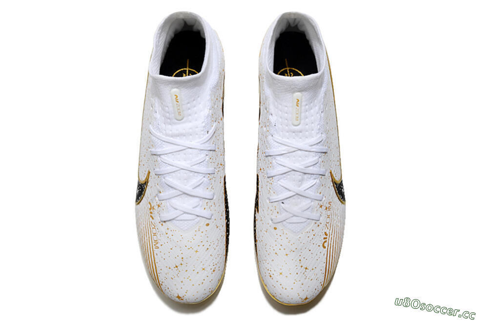 Unisex Nike Air Zoom Mercurial Superfly 9 Elite FG Firm Ground High-Tops Football Boots - White/Black/Gold 5