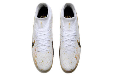 Unisex Nike Air Zoom Mercurial Superfly 9 Elite FG Firm Ground High-Tops Football Boots - White/Black/Gold