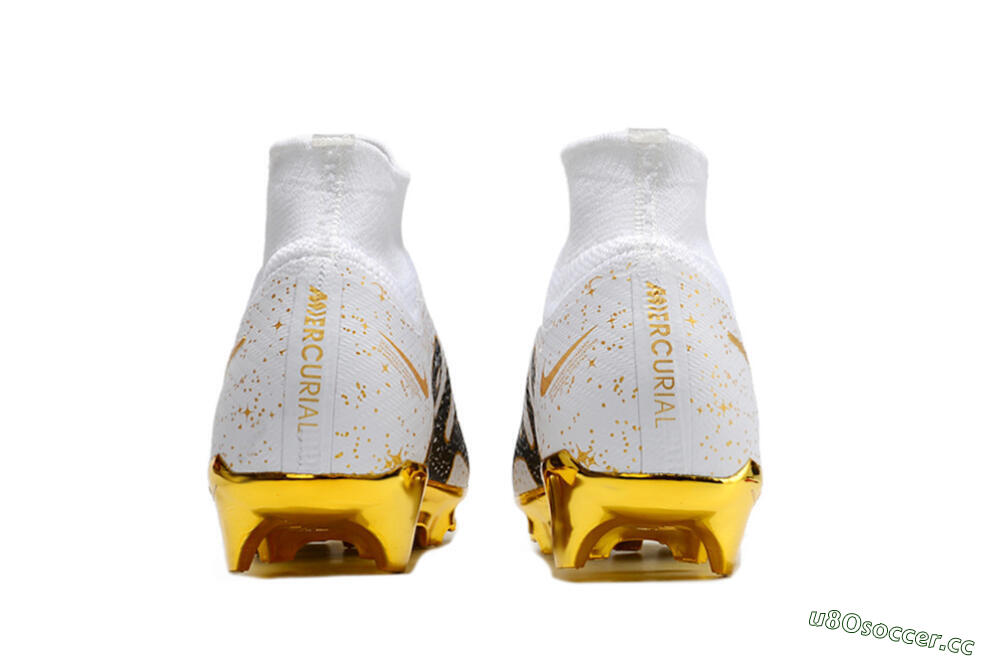 Unisex Nike Air Zoom Mercurial Superfly 9 Elite FG Firm Ground High-Tops Football Boots - White/Black/Gold 6