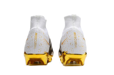 Unisex Nike Air Zoom Mercurial Superfly 9 Elite FG Firm Ground High-Tops Football Boots - White/Black/Gold