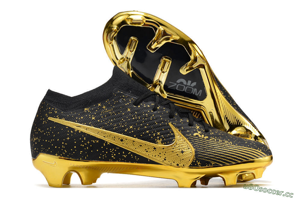 Unisex Nike Air Zoom Mercurial Vapor 15 Elite FG Firm Ground Low-Tops Football Boots - Black/Gold 2