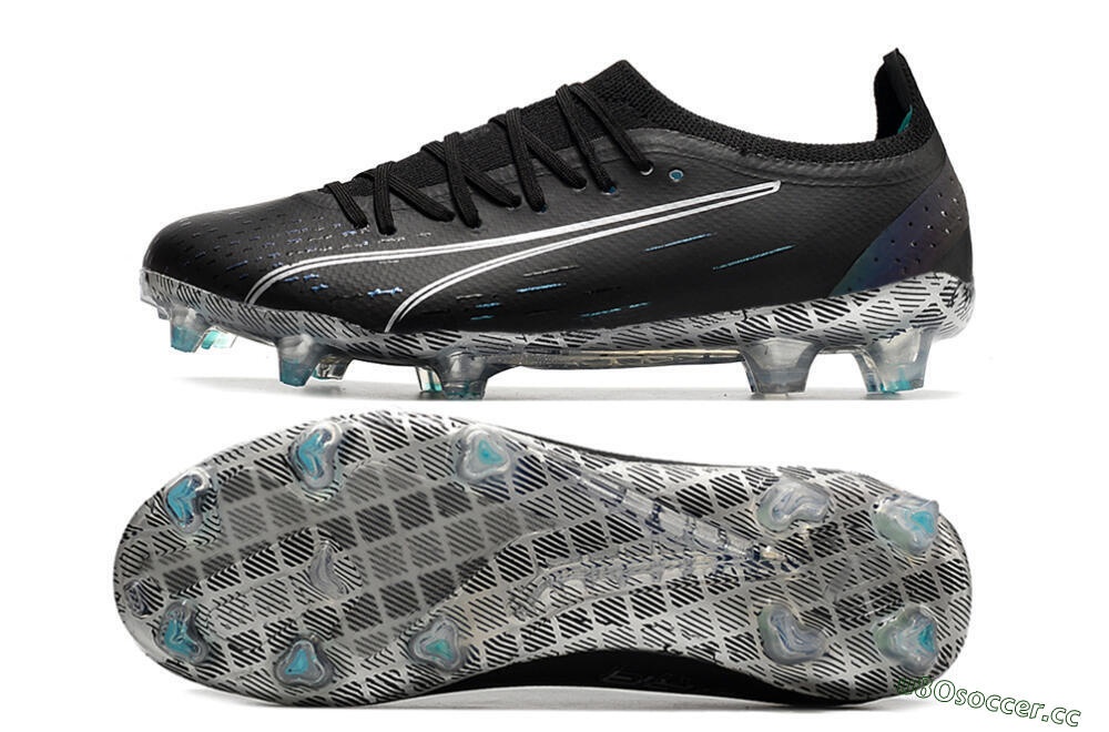 Men's Puma Ultra Ultimate FG Firm Ground Low-Tops Football Boots - Black/White/Blue 1