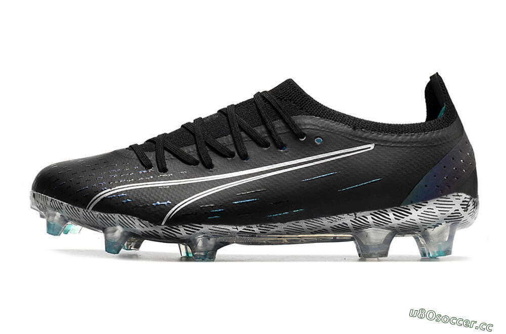 Men's Puma Ultra Ultimate FG Firm Ground Low-Tops Football Boots - Black/White/Blue 0