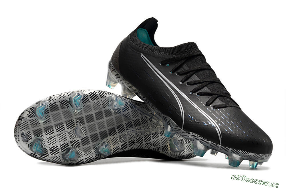 Men's Puma Ultra Ultimate FG Firm Ground Low-Tops Football Boots - Black/White/Blue 3