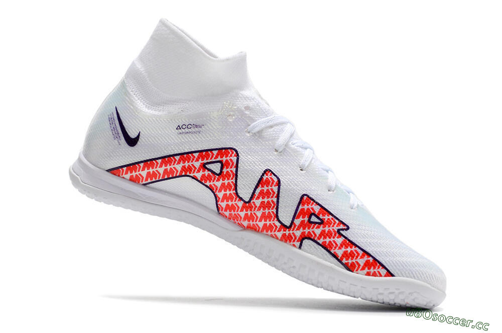 Unisex Nike Air Zoom Mercurial Superfly 9 Elite IC Futsal/Indoor High-Tops Football Shoes - White/Red/Black 4