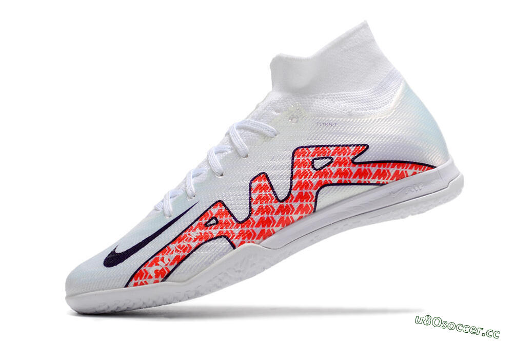 Unisex Nike Air Zoom Mercurial Superfly 9 Elite IC Futsal/Indoor High-Tops Football Shoes - White/Red/Black 5