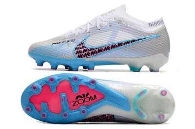 Unisex Nike Air Zoom Mercurial Vapor 15 Elite AG Artificial Grass Low-Tops Football Boots - White/Blue/Pink