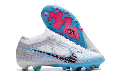 Unisex Nike Air Zoom Mercurial Vapor 15 Elite AG Artificial Grass Low-Tops Football Boots - White/Blue/Pink