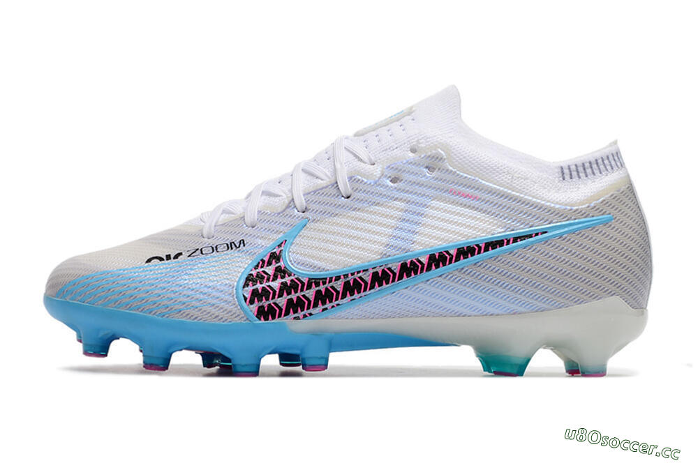 Unisex Nike Air Zoom Mercurial Vapor 15 Elite AG Artificial Grass Low-Tops Football Boots - White/Blue/Pink 0