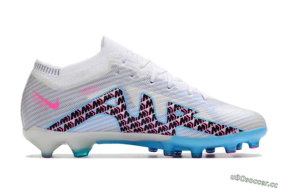 Unisex Nike Air Zoom Mercurial Vapor 15 Elite AG Artificial Grass Low-Tops Football Boots - White/Blue/Pink 4