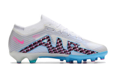 Unisex Nike Air Zoom Mercurial Vapor 15 Elite AG Artificial Grass Low-Tops Football Boots - White/Blue/Pink