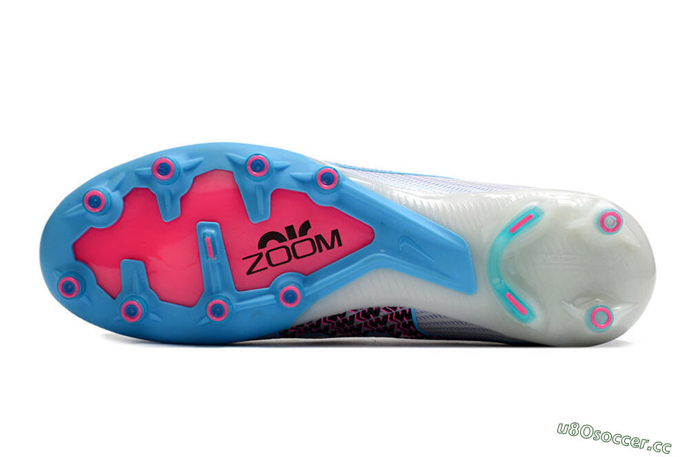 Unisex Nike Air Zoom Mercurial Vapor 15 Elite AG Artificial Grass Low-Tops Football Boots - White/Blue/Pink 6