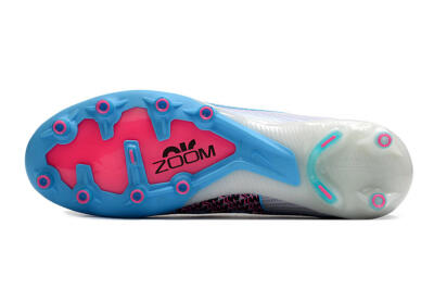 Unisex Nike Air Zoom Mercurial Vapor 15 Elite AG Artificial Grass Low-Tops Football Boots - White/Blue/Pink