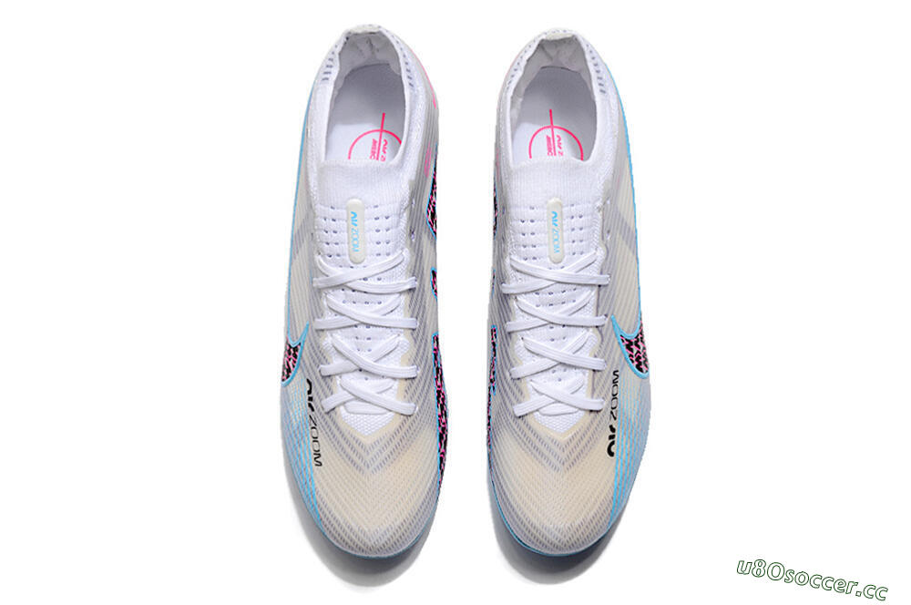 Unisex Nike Air Zoom Mercurial Vapor 15 Elite AG Artificial Grass Low-Tops Football Boots - White/Blue/Pink 7