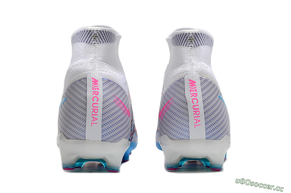 Unisex Nike Air Zoom Mercurial Superfly 9 Elite AG Artificial Grass High-Tops Football Boots - White/Blue/Pink 5