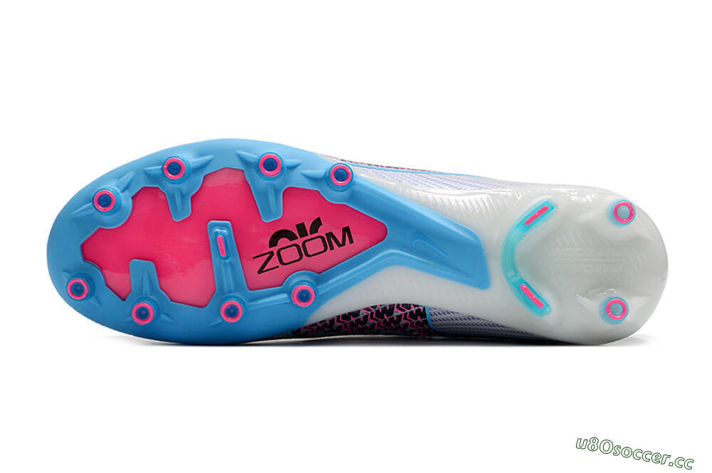 Unisex Nike Air Zoom Mercurial Superfly 9 Elite AG Artificial Grass High-Tops Football Boots - White/Blue/Pink 6