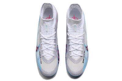 Unisex Nike Air Zoom Mercurial Superfly 9 Elite AG Artificial Grass High-Tops Football Boots - White/Blue/Pink