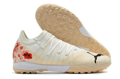 Men's Puma Future Z 1.3 Instinct TF Artificial Turf Low-Tops Football Shoes - White/Gold/Red