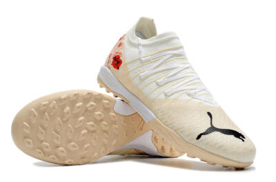 Men's Puma Future Z 1.3 Instinct TF Artificial Turf Low-Tops Football Shoes - White/Gold/Red