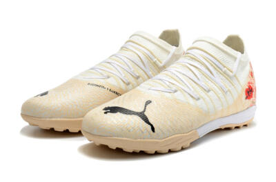 Men's Puma Future Z 1.3 Instinct TF Artificial Turf Low-Tops Football Shoes - White/Gold/Red
