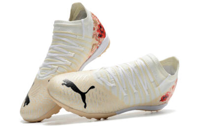 Men's Puma Future Z 1.3 Instinct TF Artificial Turf Low-Tops Football Shoes - White/Gold/Red