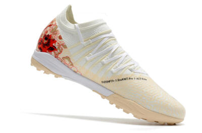 Men's Puma Future Z 1.3 Instinct TF Artificial Turf Low-Tops Football Shoes - White/Gold/Red