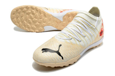 Men's Puma Future Z 1.3 Instinct TF Artificial Turf Low-Tops Football Shoes - White/Gold/Red