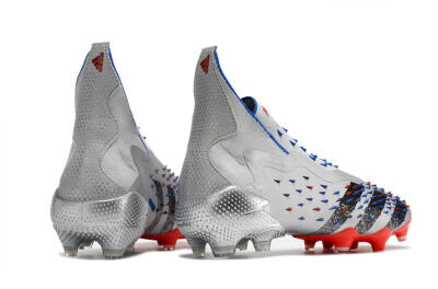 Men's Adidas Predator Freak+ FG Firm Ground High-Tops Football Boots - Silver/Black/Blue/Red