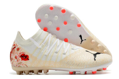 Men's Puma Future Z 1.3 Instinct MG Multi Ground Low-Tops Football Boots - White/Gold/RED