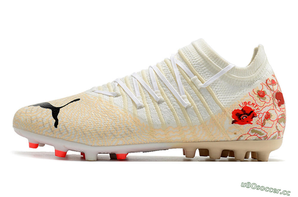 Men's Puma Future Z 1.3 Instinct MG Multi Ground Low-Tops Football Boots - White/Gold/RED 0