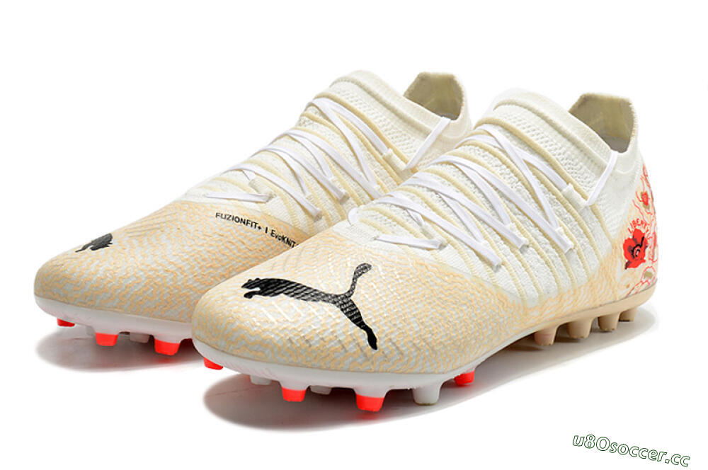 Men's Puma Future Z 1.3 Instinct MG Multi Ground Low-Tops Football Boots - White/Gold/RED 5