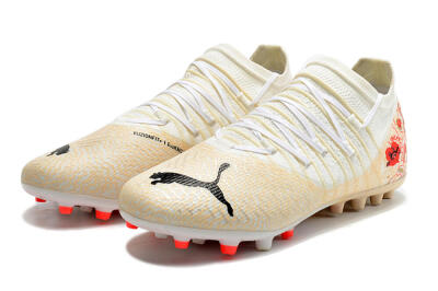 Men's Puma Future Z 1.3 Instinct MG Multi Ground Low-Tops Football Boots - White/Gold/RED
