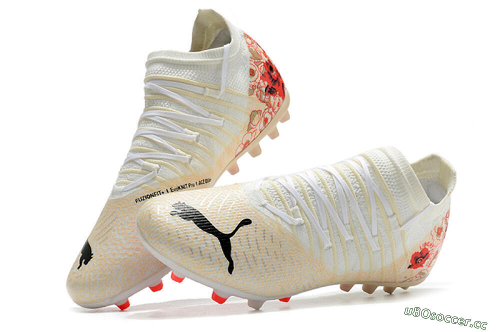Men's Puma Future Z 1.3 Instinct MG Multi Ground Low-Tops Football Boots - White/Gold/RED 6