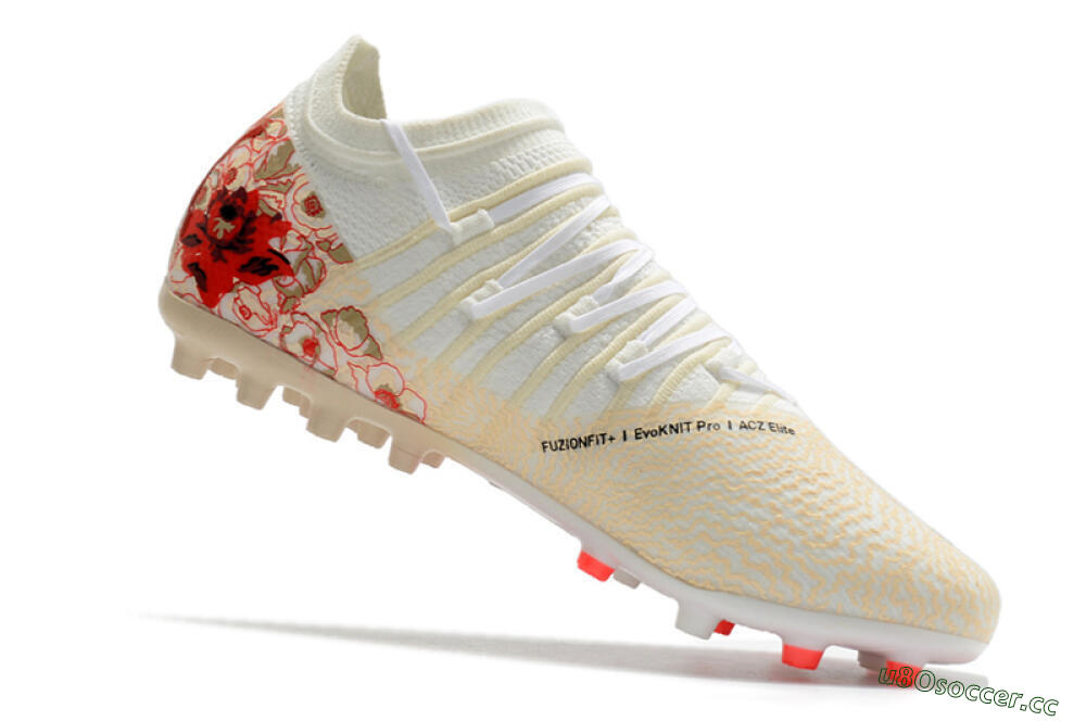 Men's Puma Future Z 1.3 Instinct MG Multi Ground Low-Tops Football Boots - White/Gold/RED 7
