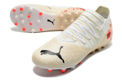 Men's Puma Future Z 1.3 Instinct MG Multi Ground Low-Tops Football Boots - White/Gold/RED