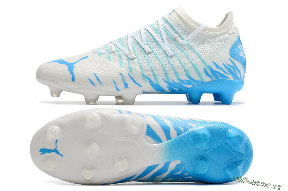 Unisex Puma Future Z 1.3 FG Firm Ground Low-Tops Football Boots - White/Blue 1